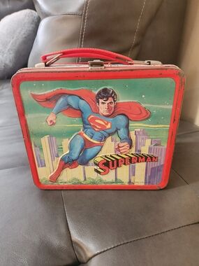 Vintage Superman Metal Lunchbox - Red/Blue